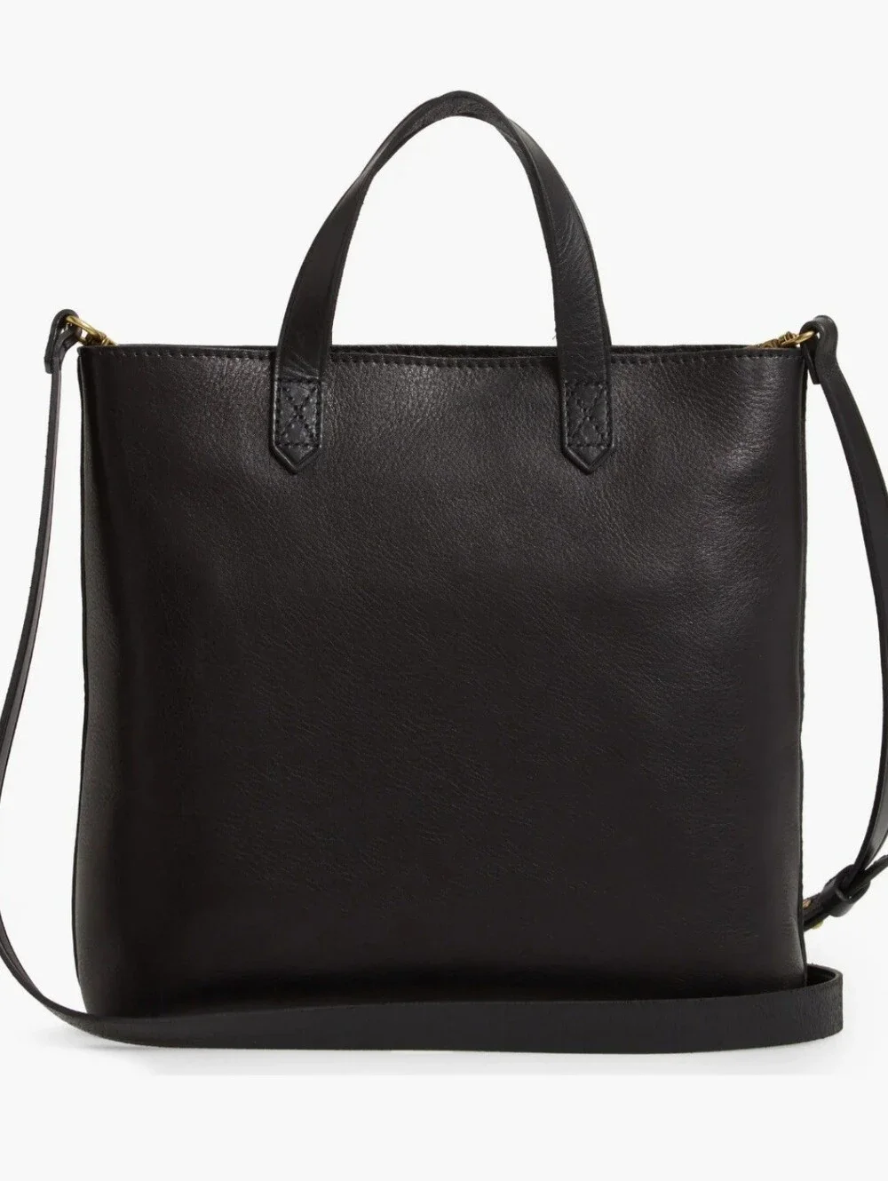 Madewell Zip Top Transport Crossbody Black Leather Tote Small - Picture 2 of 13